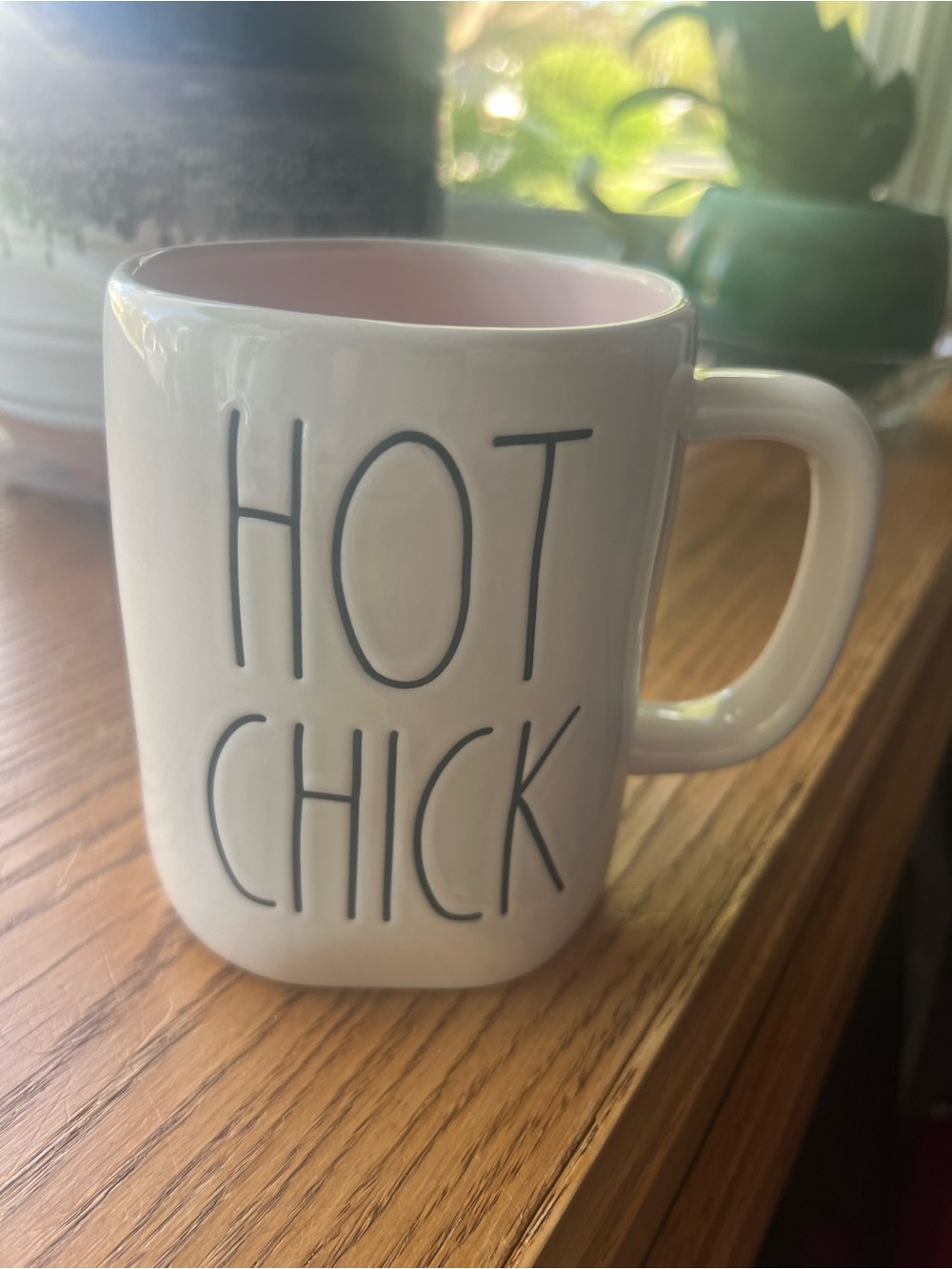 Rae Dunn HOT CHICK Pink-Interior Ceramic Coffee Mug